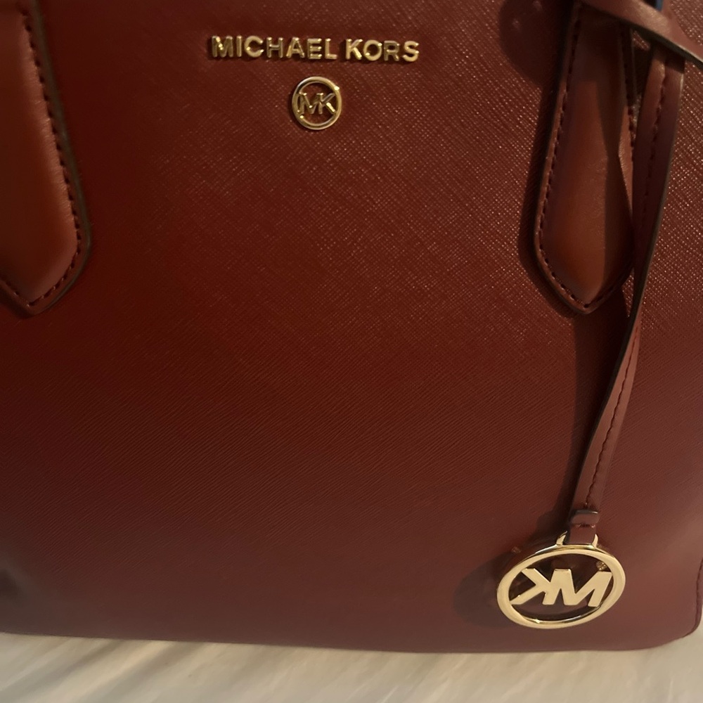 AUTHENTIC Michael Kors orange-reddish in color tote Bag. - Picture 6 of 15